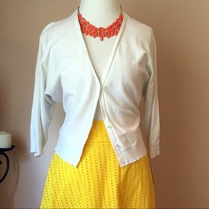 Jones New York White Cardigan Petite Large